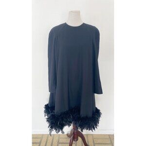 I. Magnin Vintage Dress Black Feathers